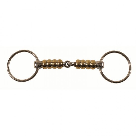 Filetto Anelli Inox Imboccatura per cavalli con Rulli in Rame spessore/thickness 21 mm. anello/ring 65 mm.