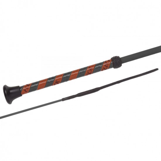 FRUSTINO FLECK DA DRESSAGE MANICO PELLE MARR.NERO SILK TOUCH 110CM