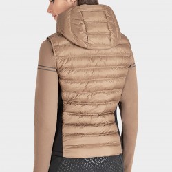 GILET EQUITAZIONE MONTA INGLESE CAMEL CON LOGO EQUILINE DONNA ecopiumino