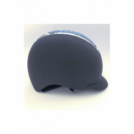 CASCO PER CAVALIERE MONTA INGLESE EQUESTRO MODELLO ECLIPSE STONE VELVET  CON ROTELLA REGOLAZIONE MISURA