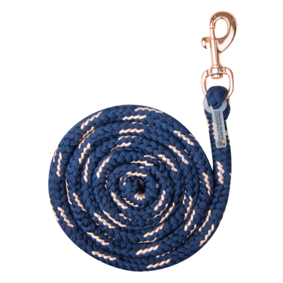 Lunghina Rosé, moschettone a carabina con fibbiera color oro rosa e filato fantasia.Lunghezza: ca. 2,0 m 