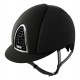 KEP ITALIA CROMO TEXTILE casco superior helmets cornice cromata monta inglese CINTURINO nero IN PELLE con Crystal Swarovski Fabric