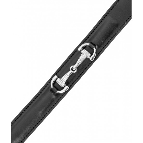 Cintura in cuoio Diamond fibbia modello filetto con brillantini