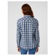 Camicia donna in cotone a quadri slim fit WESTERN CHECK SHIRT IN MEDIEVAL BLUE manica lunga