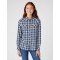Camicia donna in cotone a quadri slim fit WESTERN CHECK SHIRT IN MEDIEVAL BLUE manica lunga
