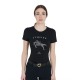 T-shirt equitazione Donna in cotone Equestro Jumping con strass. colori nero e bianco
