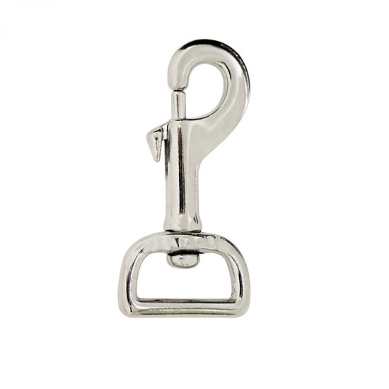 Moschettone rettangolare 25 mm In ferro nichelato.