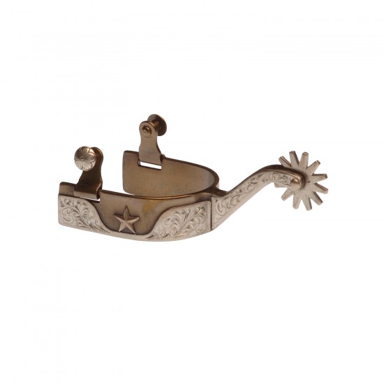 Speroni western in ferro brunito con decorazioni argentate e stella