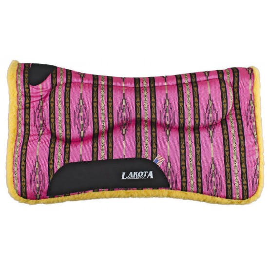 Sottosella western Lakota Ortopad imbottito tessuto navajo e pelliccetta sintetica, con inserti ammortizzanti