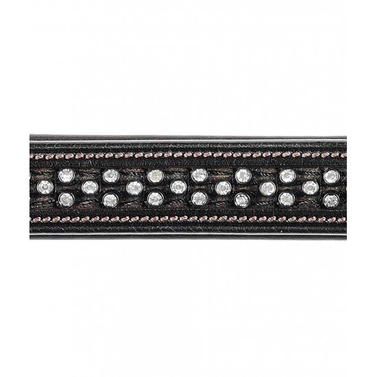 Frontalino in cuoio per testiera del cavallo Tattini in cuoio con 3 file di strass