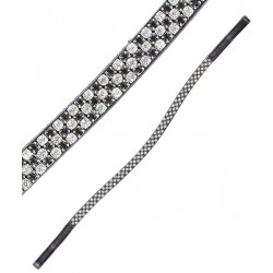 Frontalino per testiera cavallo Tattini in cuoio sagomato decorato con 3 file di strass alternati bianco/nero
