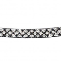 Frontalino per testiera cavallo Tattini in cuoio sagomato decorato con 3 file di strass alternati bianco/nero
