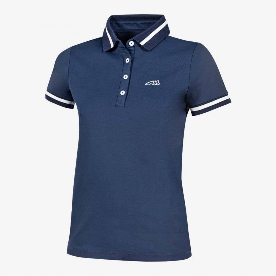 Polo Donna Manica Corta Equiline Elenoe in cotone elasticizzato, garantisce il massimo comfort e traspirazione al cavaliere.