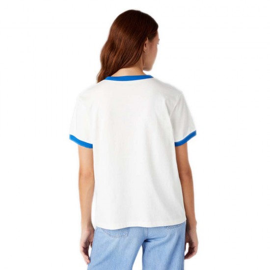 T-Shirt Donna Wrangler Maglietta Manica Corta 75Th Anni Ringer cotone